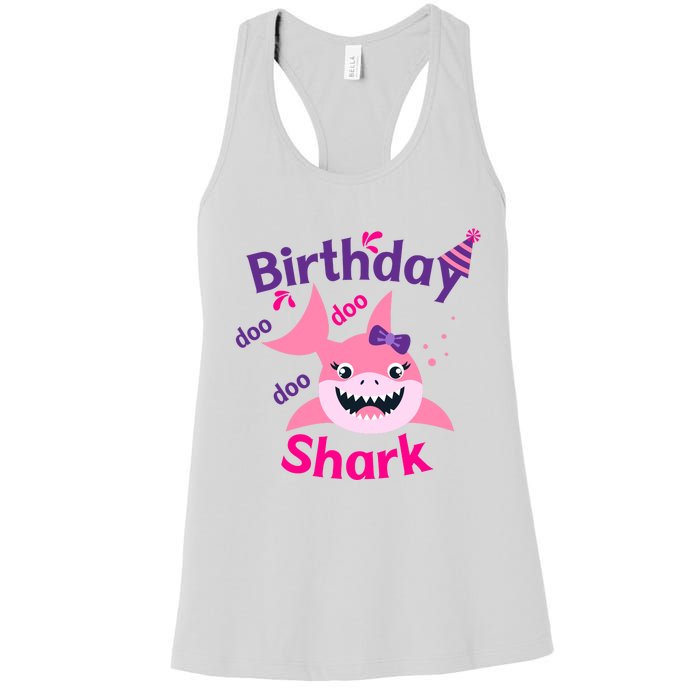 Pink Birthday Shark Doo Doo Doo Women's Racerback Tank