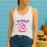 Pink Birthday Shark Doo Doo Doo Womens Tank Top