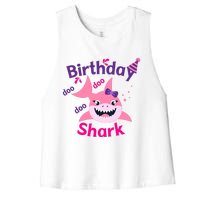 Pink Birthday Shark Doo Doo Doo Women's Racerback Cropped Tank