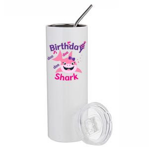 Pink Birthday Shark Doo Doo Doo Stainless Steel Tumbler