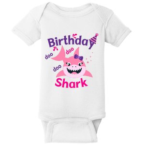 Pink Birthday Shark Doo Doo Doo Baby Bodysuit