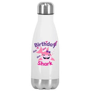 Pink Birthday Shark Doo Doo Doo Stainless Steel Insulated Water Bottle