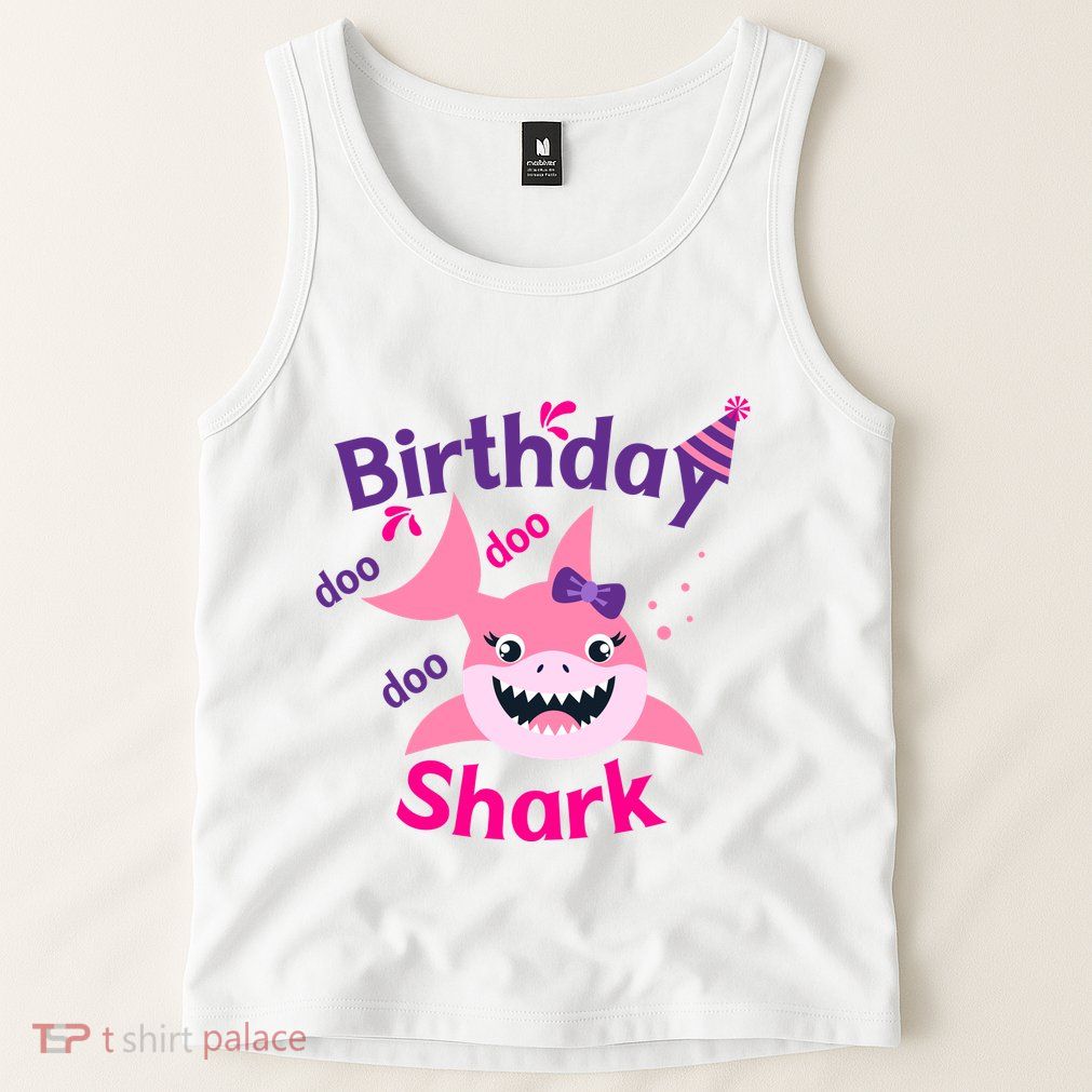 Pink Birthday Shark Doo Doo Doo Tank Top