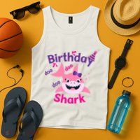 Pink Birthday Shark Doo Doo Doo Tank Top