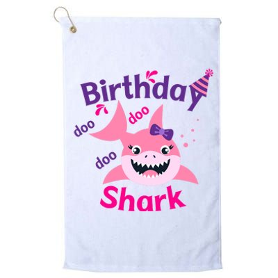 Pink Birthday Shark Doo Doo Doo Platinum Collection Golf Towel