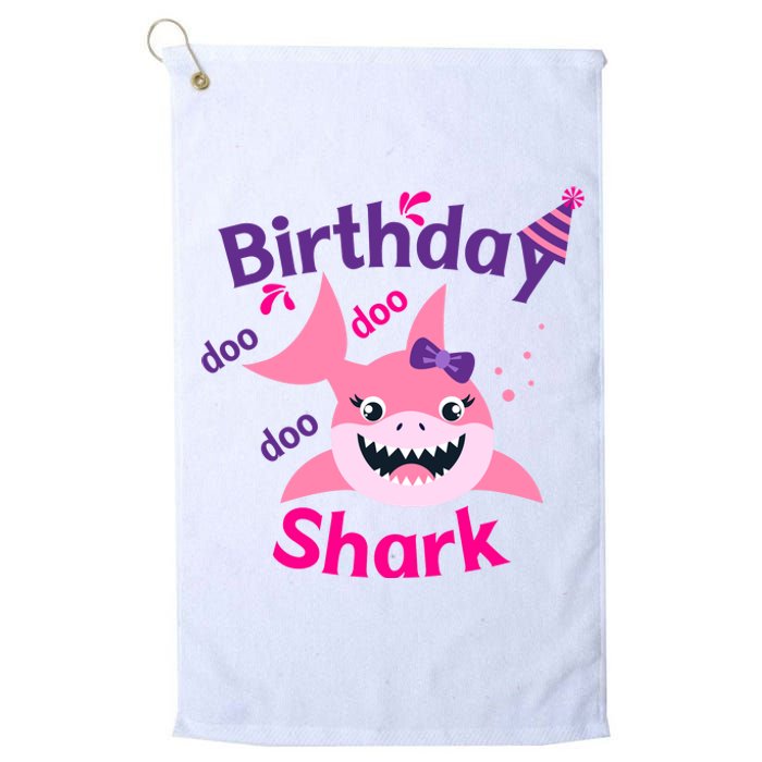 Pink Birthday Shark Doo Doo Doo Platinum Collection Golf Towel