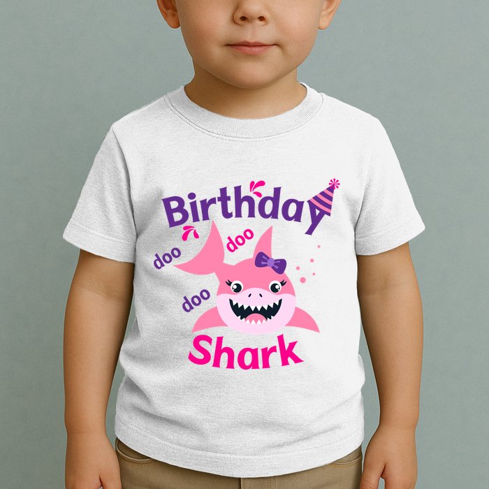 Pink Birthday Shark Doo Doo Doo Toddler T-Shirt