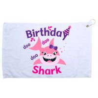 Pink Birthday Shark Doo Doo Doo Grommeted Golf Towel