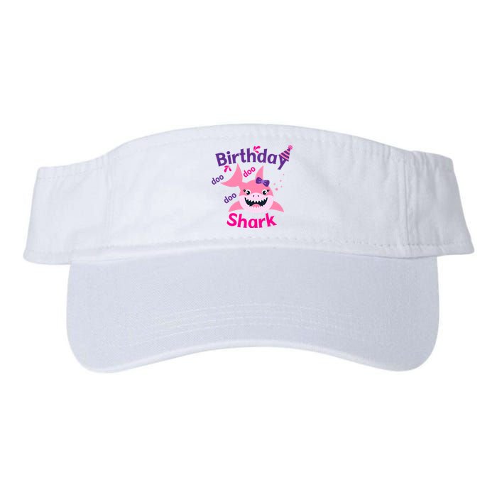 Pink Birthday Shark Doo Doo Doo Valucap Bio-Washed Visor