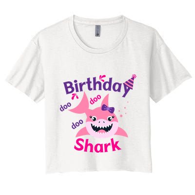 Pink Birthday Shark Doo Doo Doo Crop Top