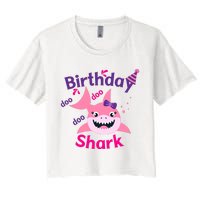 Pink Birthday Shark Doo Doo Doo Women's Crop Top Tee