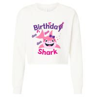 Pink Birthday Shark Doo Doo Doo Cropped Pullover Crew