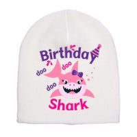 Pink Birthday Shark Doo Doo Doo Short Acrylic Beanie