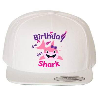 Pink Birthday Shark Doo Doo Doo Wool Snapback Cap