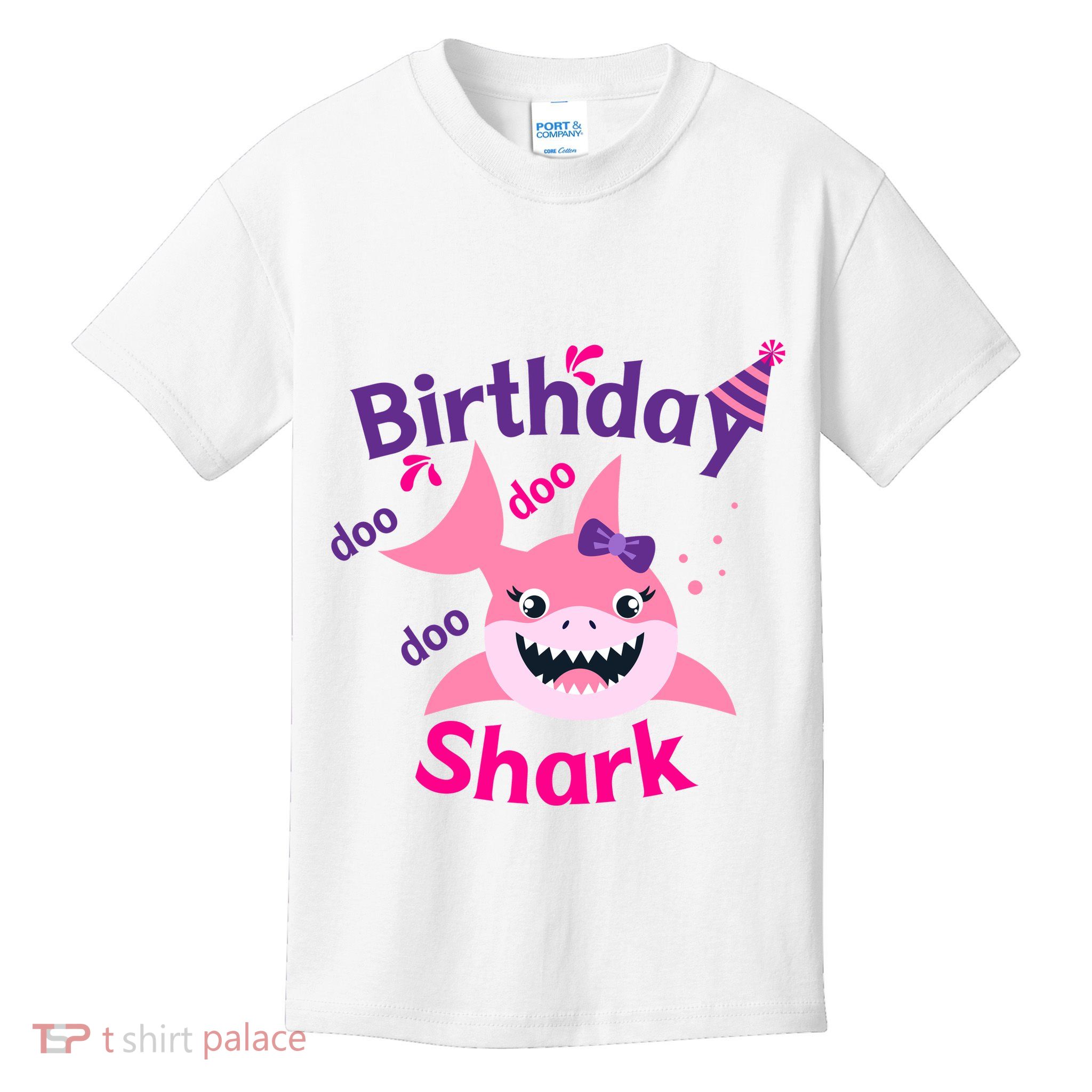 Pink Birthday Shark Doo Doo Doo Kids T-Shirt