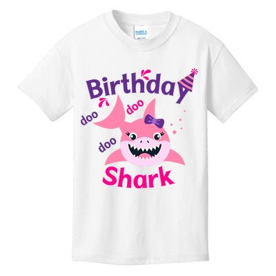 Pink Birthday Shark Doo Doo Doo Kids T-Shirt