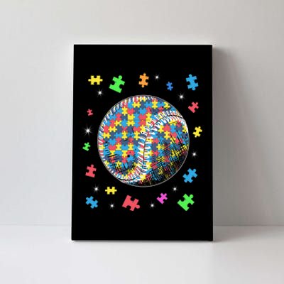 Puzzle Baseball Support Autism Awareness Canvas