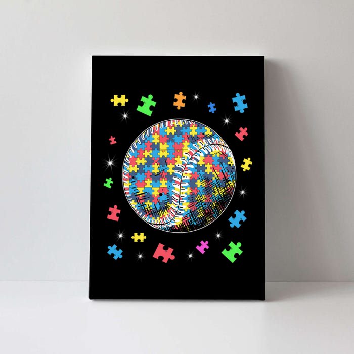 Puzzle Baseball Support Autism Awareness Canvas