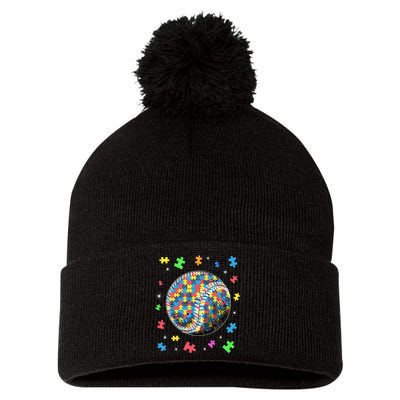 Puzzle Baseball Support Autism Awareness Pom Pom 12in Knit Beanie