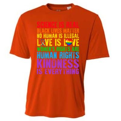 Pride Blm Science Is Real Black Lives Matter Rainbow Lgbt Gift Cooling Performance Crew T-Shirt