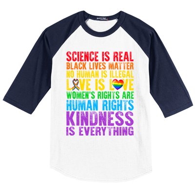 Pride Blm Science Is Real Black Lives Matter Rainbow Lgbt Gift Baseball Sleeve Shirt