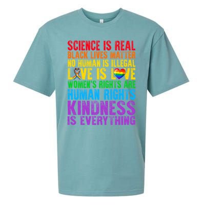 Pride Blm Science Is Real Black Lives Matter Rainbow Lgbt Gift Sueded Cloud Jersey T-Shirt