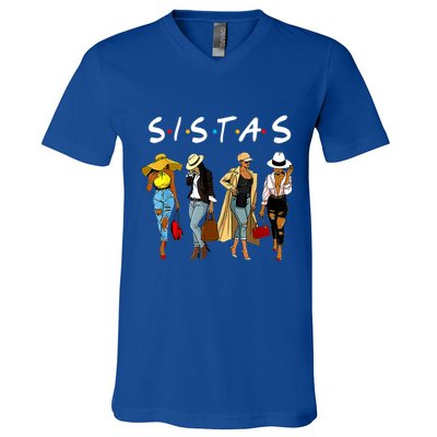 Proud Black Sistas Queen Melanin Afro African American Great Gift V-Neck T-Shirt