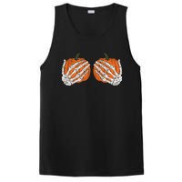 Pumpkin Boobies Skeleton Hands Adult Wo's Funny Halloween PosiCharge Competitor Tank