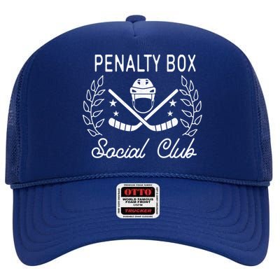 Penalty Box Social Club Ice Hockey Game Day Ice Hockey Mom Gift High Crown Mesh Back Trucker Hat