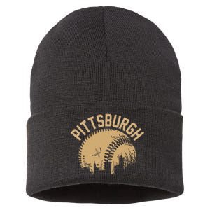 Pittsburgh Baseball Skyline Pennsylvania Player Coach Fan Sustainable Knit Beanie