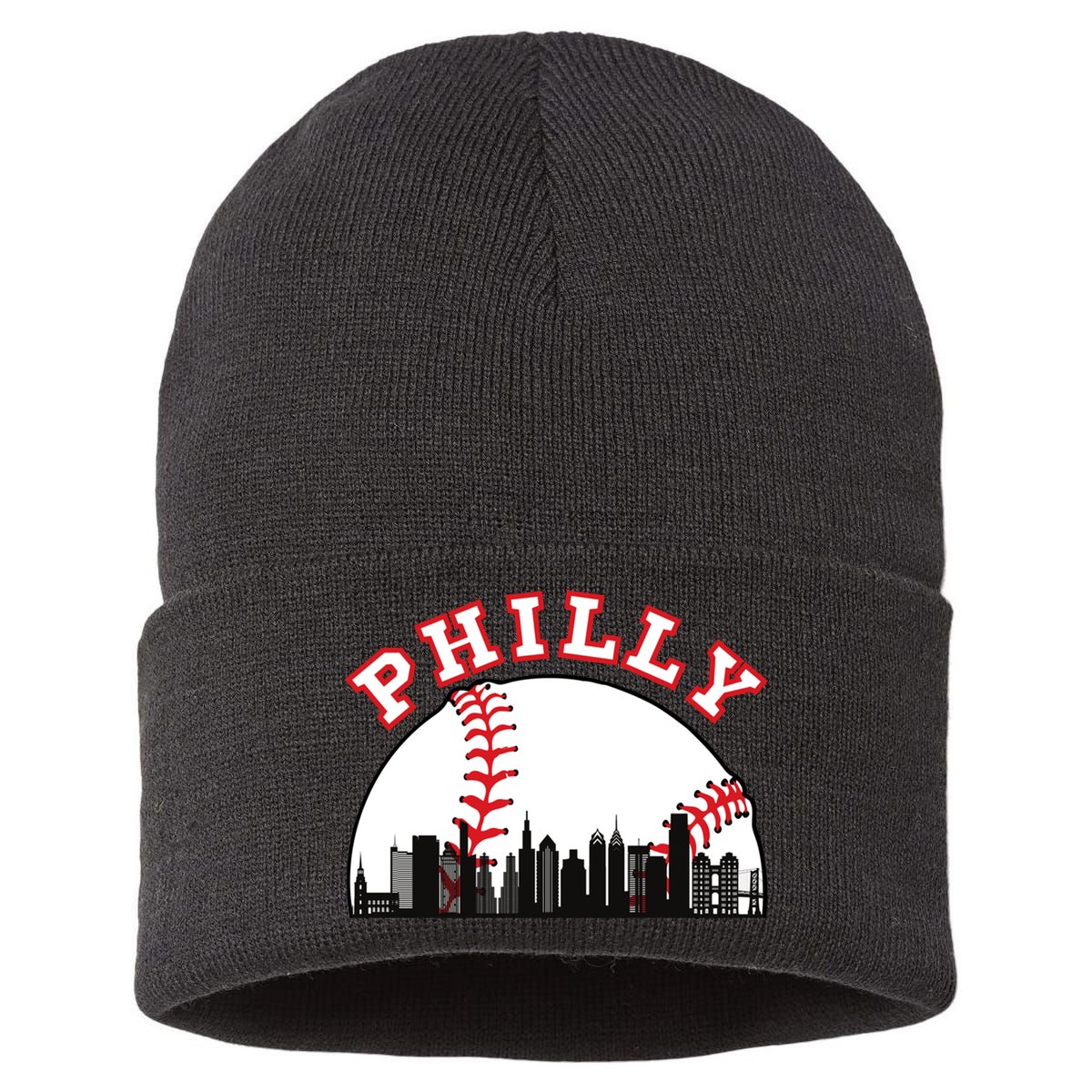 Philly Baseball Shirt Philadelphia Baseball PA Cityscape Skyline Sustainable Knit Beanie