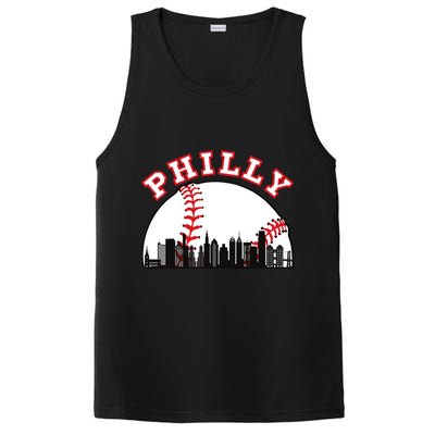 Philly Baseball Shirt Philadelphia Baseball PA Cityscape Skyline PosiCharge Competitor Tank