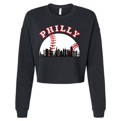 Philly Baseball Shirt Philadelphia Baseball PA Cityscape Skyline Cropped Pullover Crew