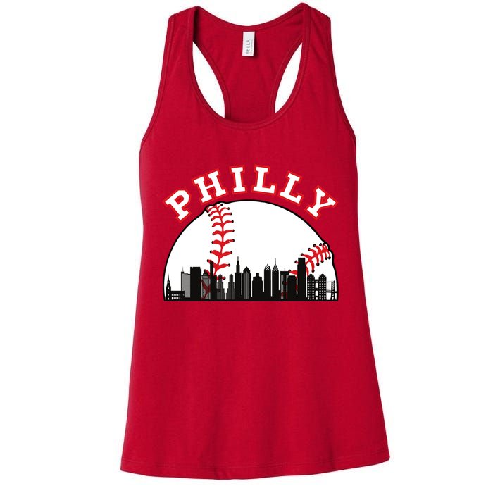Philly Baseball Shirt Philadelphia Baseball PA Cityscape Skyline Womens Tank Top