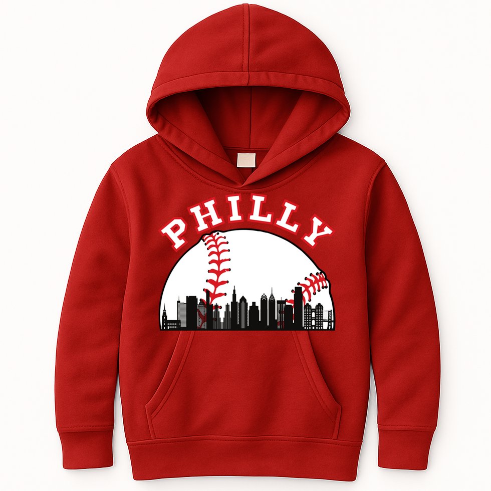 Philly Baseball Shirt Philadelphia Baseball PA Cityscape Skyline Kids Hoodie