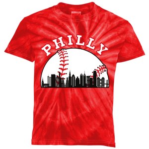 Philly Baseball Shirt Philadelphia Baseball PA Cityscape Skyline Kids Tie-Dye T-Shirt