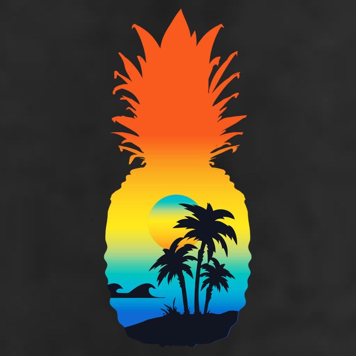 Pineapple Summer Sunset Beach 7 Panel Mesh Trucker Snapback Hat