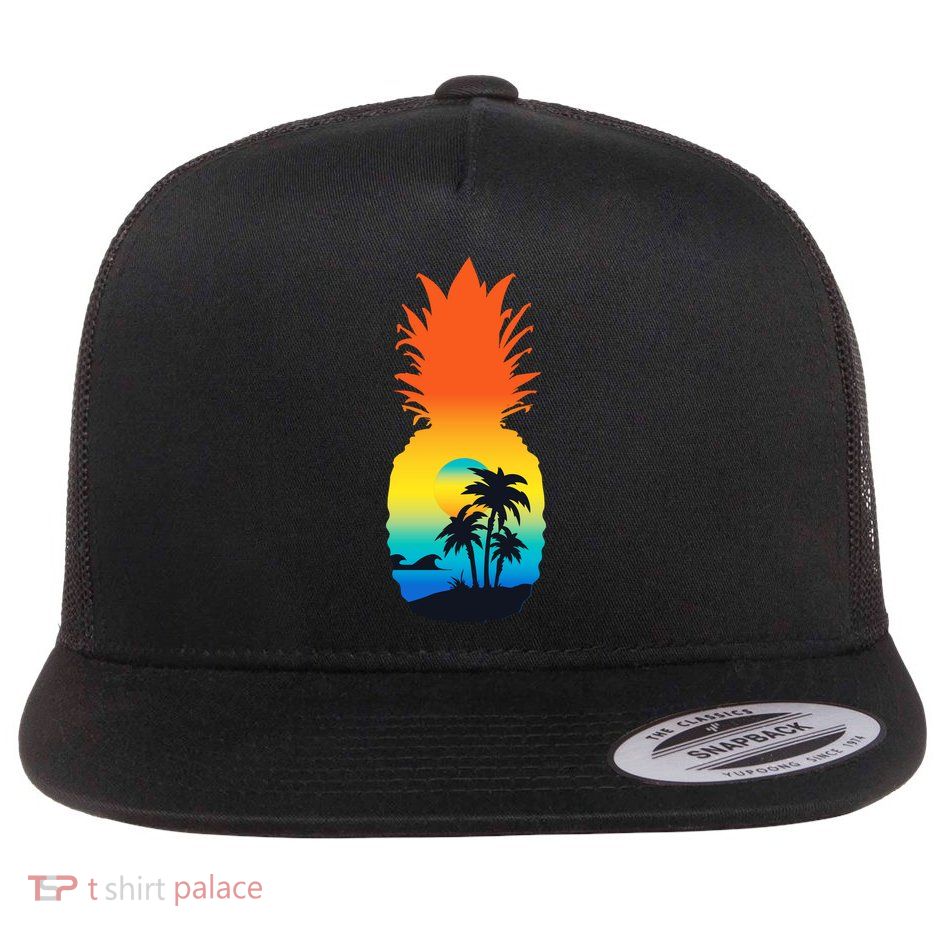 Pineapple Summer Sunset Beach Flatbill Hat