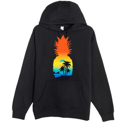Pineapple Summer Sunset Beach Premium Pullover Hoodie