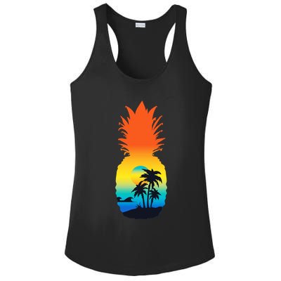 Pineapple Summer Sunset Beach Ladies PosiCharge Competitor Racerback Tank