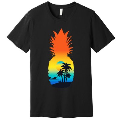 Pineapple Summer Sunset Beach Premium T-Shirt