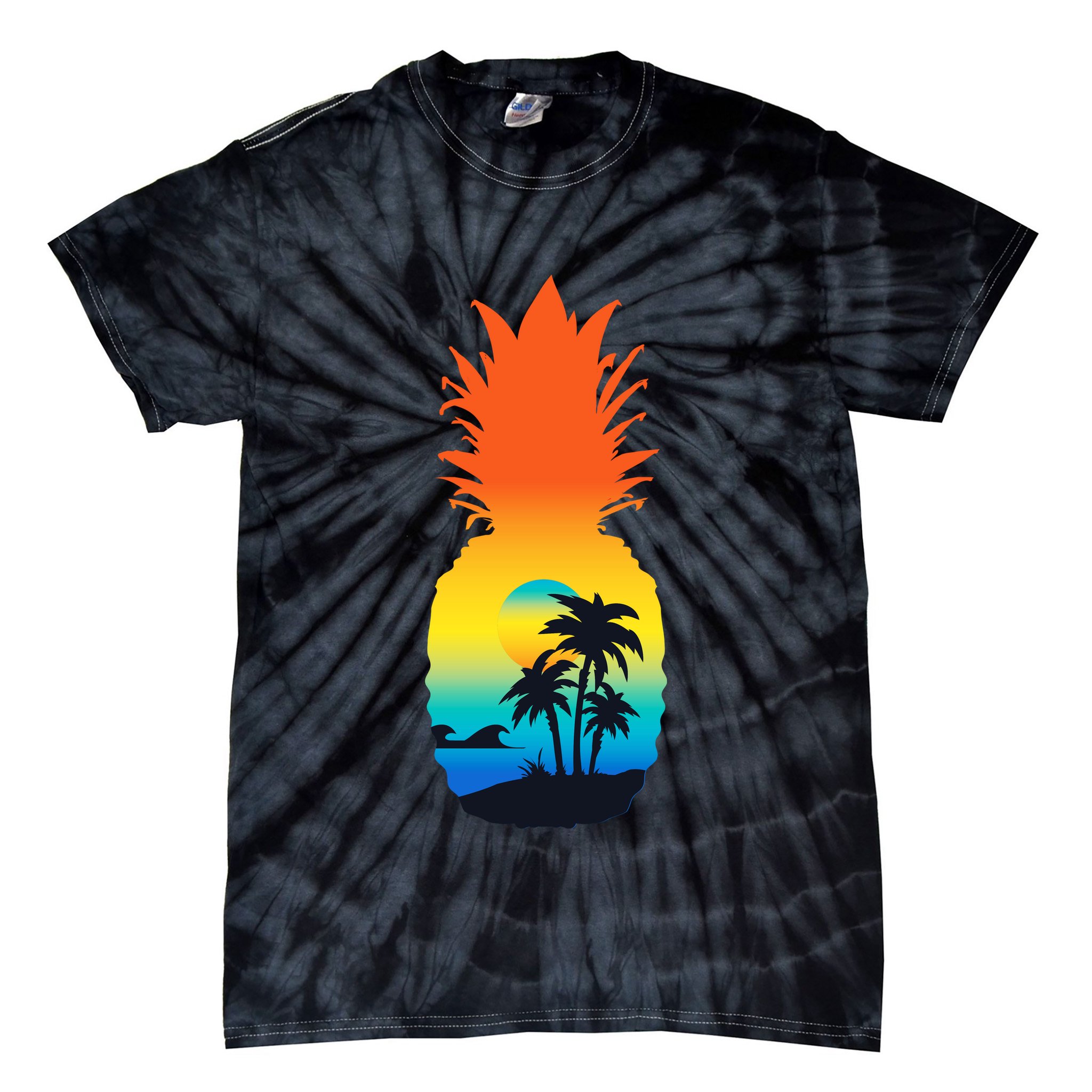Pineapple Summer Sunset Beach Tie-Dye T-Shirt