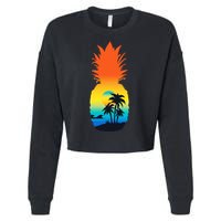 Pineapple Summer Sunset Beach Cropped Pullover Crew
