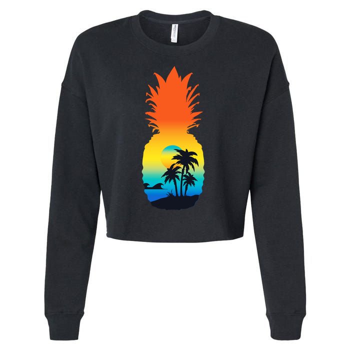 Pineapple Summer Sunset Beach Cropped Pullover Crew