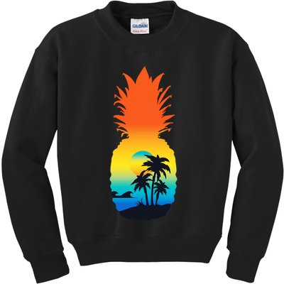 Pineapple Summer Sunset Beach Kids Sweatshirt