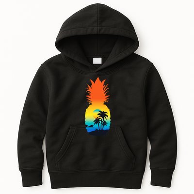 Pineapple Summer Sunset Beach Kids Hoodie