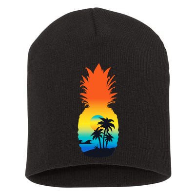 Pineapple Summer Sunset Beach Short Acrylic Beanie