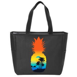 Pineapple Summer Sunset Beach Zip Tote Bag