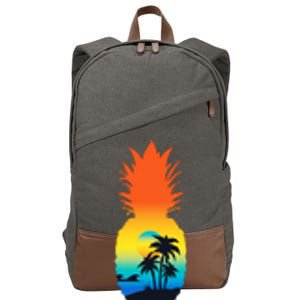 Pineapple Summer Sunset Beach Cotton Canvas Backpack