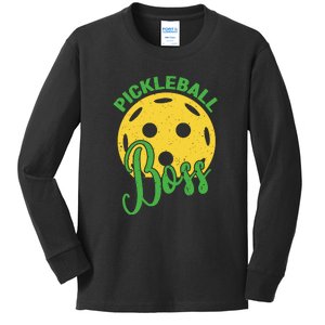 Pickleball Boss Sport Gift Kids Long Sleeve Shirt